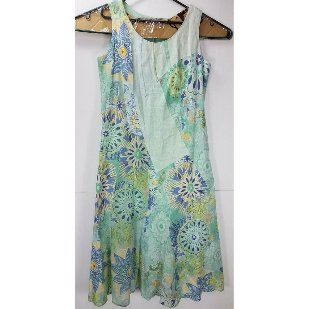 Un Jour Ailleurs Paris women linen sleeveless maxi dress & scarf size 14